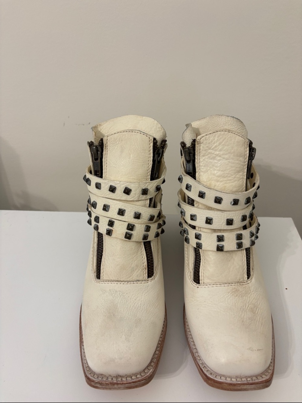 Freebird Truth Women’s Cream Studded Leather Ankle Boots